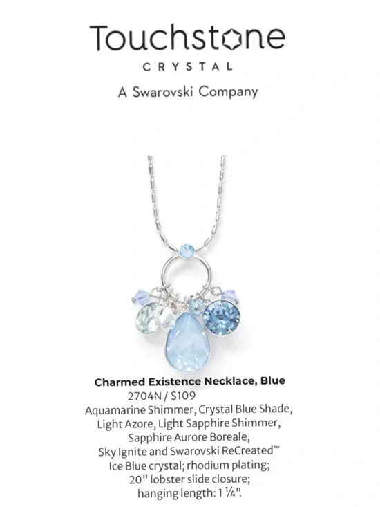 Swarovski Silver Necklace with Light Teardrop and Blue Accents Charmed Existence - Picture 5 of 10